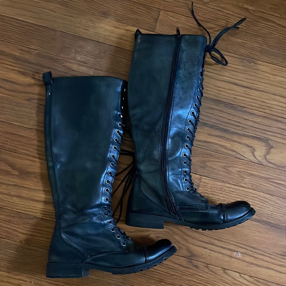 Black lace up combat boots